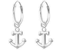 Joy|S - Zilveren anker bedel oorbellen - oorringen