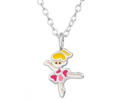 Joy|S - Zilveren ballerina danseres hanger met ketting - ketting 39 cm (verstelbaar 36 cm of 39 cm)