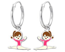 Joy|S - Zilveren ballerina danseres turnster oorbellen - bedel - oorringen