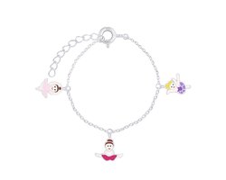 Joy|S - Zilveren bedel armband - ballerina - danseres - turnster 14 cm + 2 cm