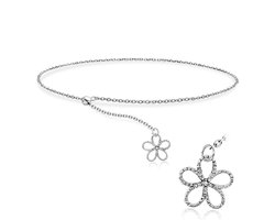 Joy|S - Zilveren bloem bedel armband - verstelbaar - voor jong volwassenen / kinderen