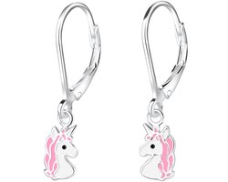 Joy|S -  Zilveren eenhoorn oorbellen unicorn - leverback sluiting