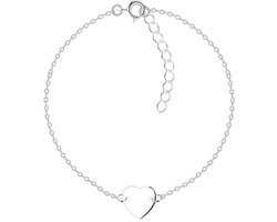 Joy|S - Zilveren hartje armband - 15 cm + 3 cm extension