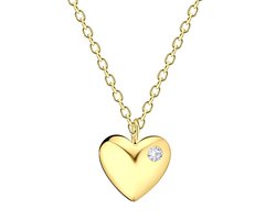 Joy|S - Zilveren hartje hanger met ketting - petit hartje 6 x 7 mm - zirkonia - ketting 45 cm - gold plated - sterling zilver 925