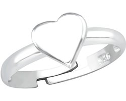 Joy|S - Zilveren hartje ring - verstelbaar - voor kinderen