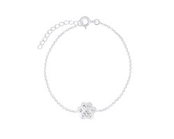 Joy|S - Zilveren kat hond dierenpoot armband - 14 cm + 3 cm - kristal - poot afdruk