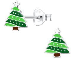 Joy|S - Zilveren kerst oorbellen - kerstboom met ster