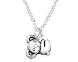 Joy|S - Zilveren koala hanger 9 mm - inclusief ketting 45 cm - geoxideerd - kinderketting