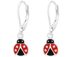 Joy|S - Zilveren lieveheersbeestje bedel oorbellen - leverback sluiting - kinderoorbellen