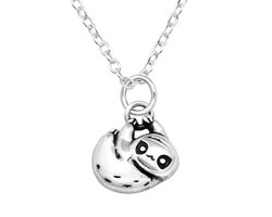 Joy|S - Zilveren luiaard hanger 9 mm - inclusief ketting 45 cm - geoxideerd - kinderketting