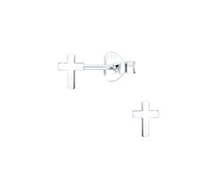 Joy|S - Zilveren mini kruisje oorbellen - 4 x 6 mm kruis oorknoppen