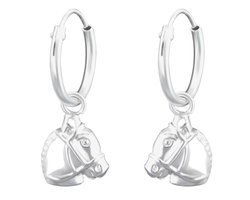 Joy|S - Zilveren paard oorbellen - paardenhoofd bedel oorringen