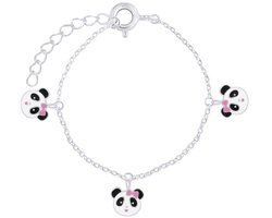 Joy|S - Zilveren Panda armband 14 cm + 2 cm - 3 Pandabeer bedels