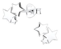 Joy|S - Zilveren ster oorbellen - 3 sterren - egaal