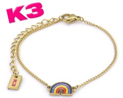 K3 armband met regenboog bedel - Goudkleurig RVS - K3 merchandise - K3 sieraden