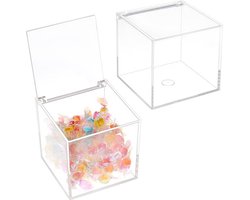 KARZO - 2 Stuks Heldere Acryl Box met Deksel - 10cm Vierkante Opslagdoos - Duurzaam en Stofdicht voor Juwelen en Koffiepads