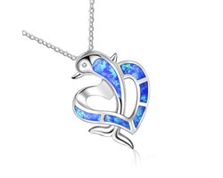 Ketting Dolfijn Blauw Zilver | 45 cm tot 50 cm | Sparkolia | Meisjes | Kinderketting | Sinterklaas Kerst Cadeau