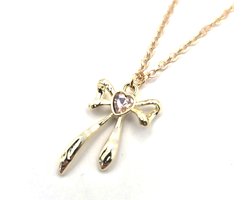 Ketting Meisje- Meisjesketting Strikje- Ketting Met Strik- Goudkleurig- Kind- LiLaLove