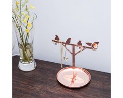 Kikkerland Sieradenhouder - Sieradenboom met Vogels - Geschikt voor oorbellen / kettingen / armbanden - Koper