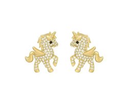 Kinder Oorknopjes - Eenhoorn - Strass - Goudkleurig