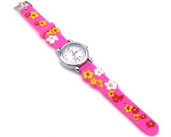 Kinderhorloge - quartz - bloemen - roze