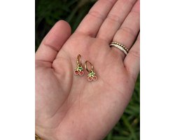Kinderoorbellen - Stainless steel - Meisjes oorbellen - Oorbellen - Hypoallergeen - Sieraden - Kers oorbellen - Goud - Cadeautje meisje - Ringetjes oorbellen - Oorbelletjes Kersen