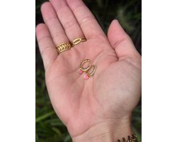 Kinderoorbellen - Sterling Silver - Hartjes oorbellen - Gouden oorbellen meisjes - Meisjes oorbellen - Oorbel ringetjes hartje - Sterling zilver - Cadeautje meisje - Oorbel hartje roze