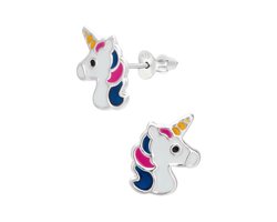 Kinderoorknopjes : Zilveren oorbellen, oorstekers, eenhoorn hoofd