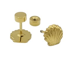 Kleine schelp oorknopjes voor meisje - Premium gold-plated staal - Ø 5 mm