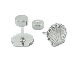 Kleine schelp oorknopjes voor meisje - Premium staal - Ø 5 mm