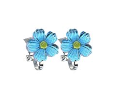 Klem oorbellen- blauwe- bloem- geen gaatje-Charme Bijoux