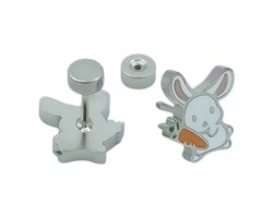 Konijn oorbellen voor meisje - Kleine oorknopjes - Premium staal in kleur zilver