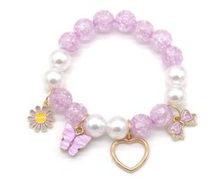 Kralenarmband - bedels - vlinder - zon - hartje - bloem - kinderen - meisjes - cadeau - feest - tijdloos - hip - verjaardag
