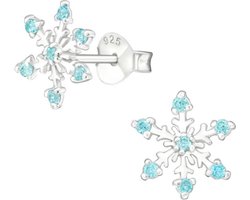 La Rosa Princesa Blauwe Sneeuwvlok Zirkonia Oorknoppen Frozen - Kerst - Winter oorbellen - Zilver