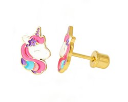 La Rosa Princesa Eenhoorn oorbellen Chirurgsich staal - verguld