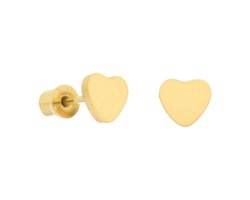 La Rosa Princesa Goudkleurige hart oorbellen dames & meisjes – 316L chirurgisch staal – hypoallergeen – schroefsluiting – 6 mm– schroefsluiting