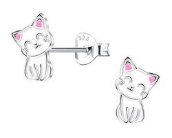 La Rosa Princesa Kat Oorbellen 925 Zilver - Meisjes Oorknoppen Kind