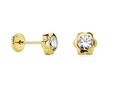 La Rosa Princesa Kleine Bloem Oorbellen 9 karaat Goudkleurig Meisje Schroefsluiting 4mm - Zirkonia