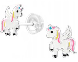 La Rosa Princesa Magic Unicorn Eenhoorn Oorknopjes Echt Zilver - Meisjes Oorstekers Magische Paard Kinder oorbellen