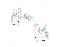 La Rosa Princesa Pastel Eenhoorn Kinder Oorbellen Zilver Meisje - Lila Paars Roze