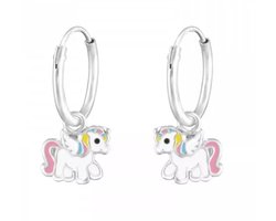 La Rosa Princesa Rainbow love Eenhoorn Oorringen Zilver Met Hangertjes Meisje Oorbellen