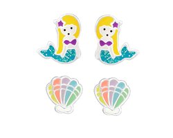 La Rosa Princesa Set Zeemeermin Schelp oorbellen echt Zilver Meisje - Oorknoppen