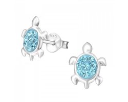 La Rosa Princesa Zeeschildpad Oorknoppen Zilver | Blauw - Schildpad