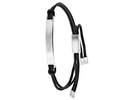 Lucardi Jongens - Armband met hanger met plating - Staaf - Cadeau - Staal - Zilverkleurig