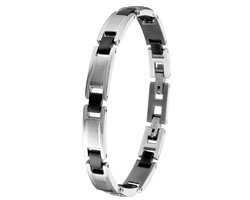 Lucardi Jongens - Armband - Rechthoek - Cadeau - Staal - Zilverkleurig