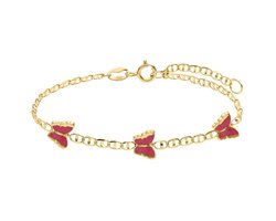 Lucardi Kinder 14 karaat armband vlinder - Armband - 14 Karaat Goud - Goud - 15 cm