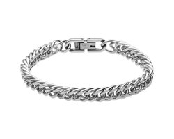 Lucardi - Kinder Stalen gourmet armband - Armband - Staal - Zilverkleurig - 15 cm