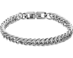 Lucardi - Kinder Stalen gourmet armband - Armband - Staal - Zilverkleurig - 17 cm