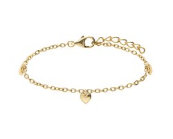 Lucardi Kinder Zilveren goldplated armband hartjes - Armband - 925 Zilver - Goudkleurig - 20 cm