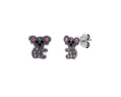 Lucardi Kinder Zilveren kinderoorknoppen koala - Oorbellen - 925 Zilver - Zilverkleurig